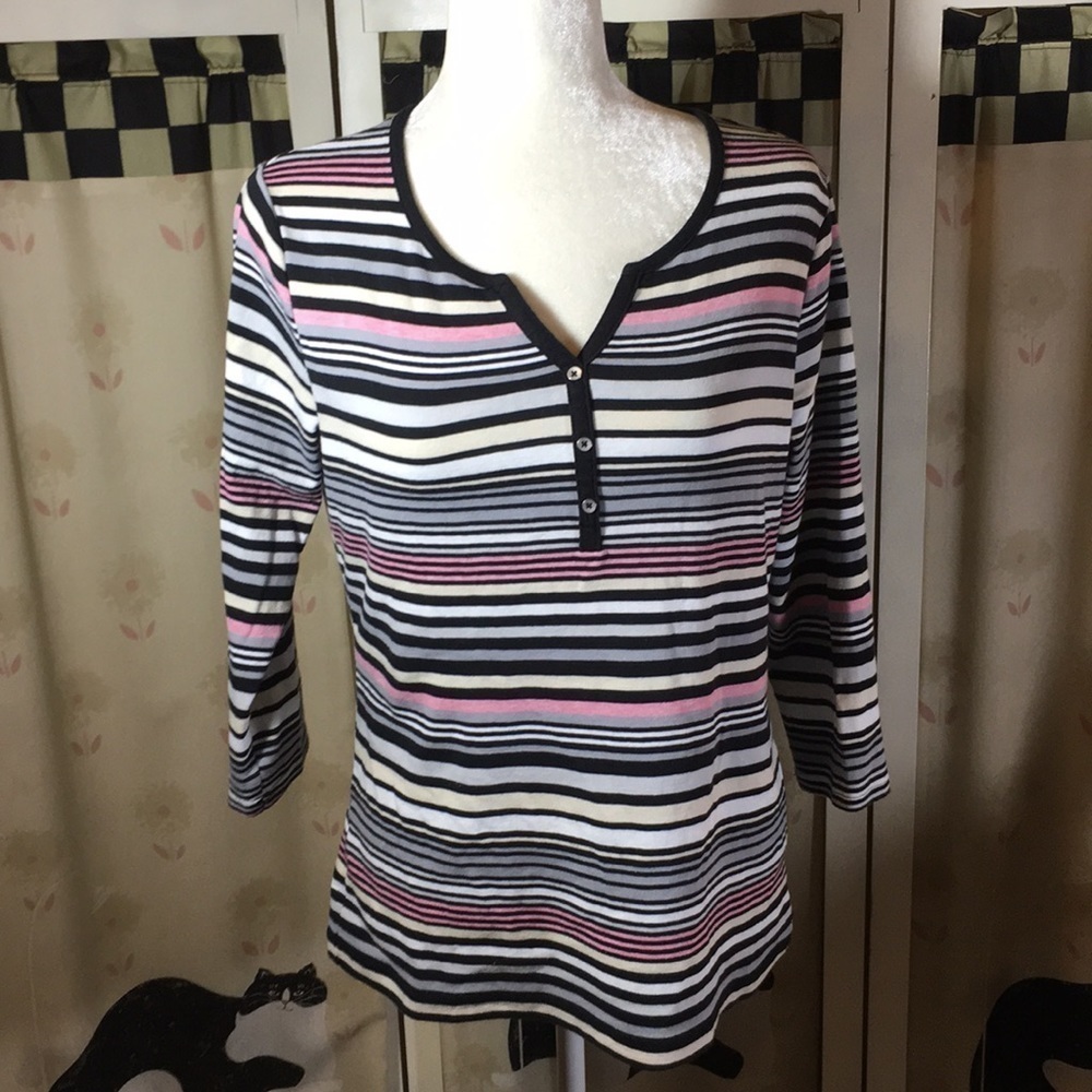 Croft & Barrow Classic 3/4 Sleeve Striped …